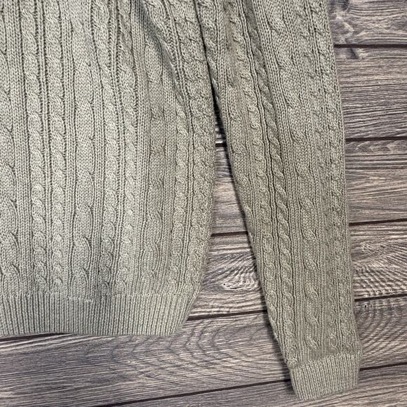 Wainscott Vintage Crewneck Cable Knit Sweater Olive Green Size Small 90s Chunky - Picture 4 of 8